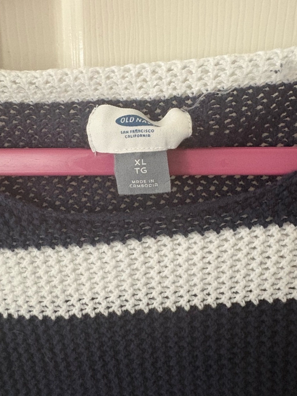 Old Navy Navy and White Striped Scoop Neck Sweater - Picture 2 of 3
